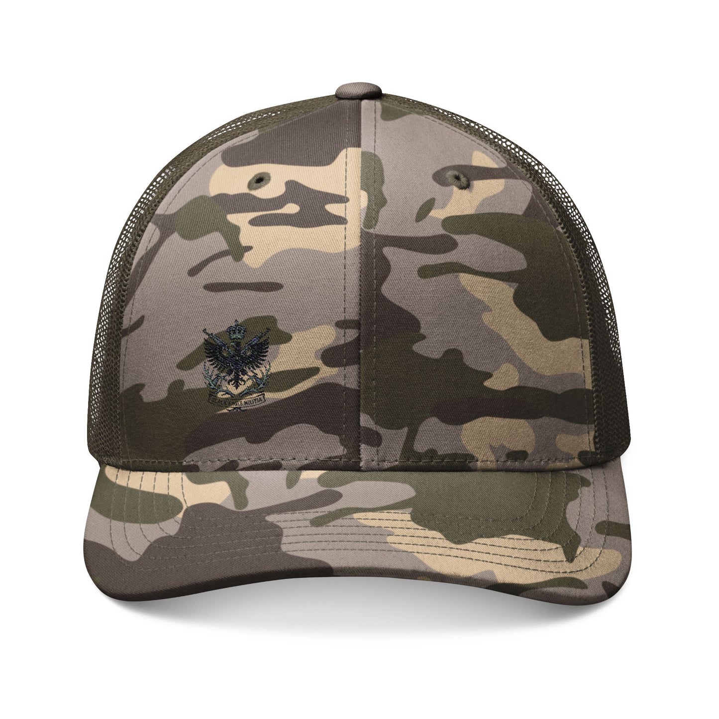 Cap - Camouflage Trucker -Embroidered - Black Eagle Militia